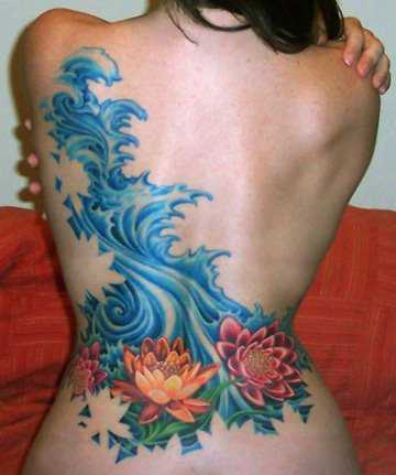 Sexy Girl With Flower Tattoo Specially Lower Back Lotus Tattoo Designs Arts 